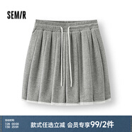 森馬（Semir）半身裙女蕾絲花邊百褶裙溫柔俏皮2025夏季新款松緊腰短裙甜美 中花灰00502 XS