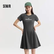 森馬（Semir）【連衣裙合輯】夏天女法式慵懶風裙子復(fù)古學院風針織裙雪紡碎花裙 U款插肩袖針織裙-灰色調(diào)00422 S