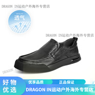 百麗（Belle）男士透氣一腳蹬夏季軟底商務休閑皮鞋真皮爸爸鞋A1541BM4 黑色 38
