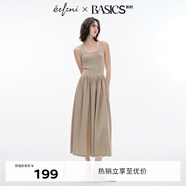 伊芙麗（eifini）伊芙麗氣質(zhì)方領(lǐng)高級(jí)感顯瘦針織連衣裙2024春裝新款收腰通勤裙子 卡其色 M 105-115斤