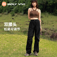 MOLY VIVI軟殼沖鋒運動褲女戶外秋冬防風防水徒步登山褲寬松工裝褲魔力薇薇