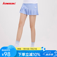 川崎（KAWASAKI）羽毛球服女神運動套裝女夏季短袖T恤運動裙兩件套運動服速干衣 女款針織短裙 A2762 紫藍 L