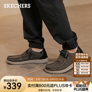 斯凱奇（Skechers）男鞋夏季商務休閑鞋季百搭時尚帆布鞋舒適復古一腳蹬66387 黑色/BLK 42