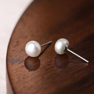 墨利亞（Meliades）s925貝珠珍珠耳釘 氣質(zhì)時(shí)尚流行炫彩耳飾 銀耳釘 禮物女生閨蜜 s999純銀 淡水珍珠耳釘女_6MM