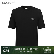 GANT/甘特秋季新款男士簡約純色印花圓領短袖T恤G1243M50002 500-黑色 M