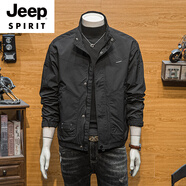 JEEP SPIRIT2025春秋季修身立領(lǐng)夾克男士潮牌工裝上衣青年潮流休閑修身外套潮 黑色 XL 125-140斤