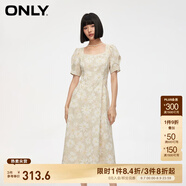 ONLY夏季氣質(zhì)復(fù)古方領(lǐng)泡泡袖中長款連衣裙女|124207007 HH5 米亞紋樣沙色 S 160/80A