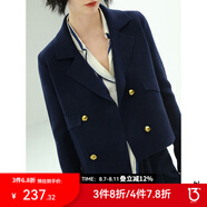 COCOBELLA質(zhì)感金屬扣小香風(fēng)針織衫女氣質(zhì)通勤西裝式毛衣外套SC71 藏青 L
