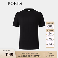 PORTS寶姿男裝2024春季新品全棉皮馬棉柔軟順滑簡約短袖T恤 黑色 L