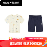 耐克（NIKE）【套裝】Nike3brand童裝男童T恤短袖短褲夏季兒童運(yùn)動上衣五分褲 毛呢藍(lán) 110 _56_【建議身高104-110cm】