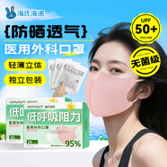 海氏海諾醫(yī)用外科口罩低呼吸阻力3d立體夏季輕薄透粉色無菌獨(dú)立裝40只