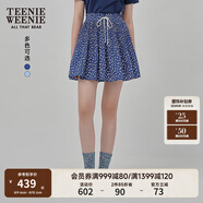 Teenie Weenie小熊半身裙女2025年夏季新款細褶碎花小清新文藝短裙 藏青色 M