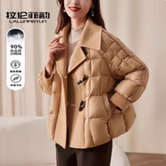 拉倫菲韻高端品牌 羽絨服女短款2025冬季新款洋氣寬松減齡加厚白鴨絨外套 淺黃色（90新國標白鴨絨） L 【90-105斤】