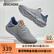 斯凱奇（Skechers）運(yùn)動(dòng)鞋男休閑鞋子男夏季透氣一腳蹬跑步減震學(xué)生網(wǎng)面鞋 灰色/藍(lán)色/GYBL 40