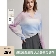 ELLE【巴黎天空】馬海毛漸變毛衣女2025春裝新款慵懶風(fēng)輕薄毛針織衫 紫色 L