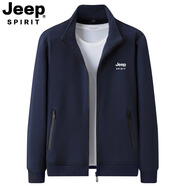 JEEP SPIRIT吉普開衫衛(wèi)衣男士春秋季2025新款寬松大碼上衣早春拉鏈運(yùn)動(dòng)外套男 215深藍(lán)色【春秋款】 5XL 【建議200-220斤】
