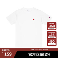 Champion冠軍棉T恤男夏季美式復古運動情侶圓領簡約多巴胺穿搭短袖上衣女 白色 S