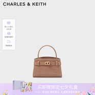 CHARLES&KEITH鱷魚(yú)紋凱莉包手提斜挎婚包包女包生日禮物七夕禮物CK2-50270880-1 BLUSH淺紅色 S