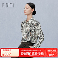 菲妮迪品牌中式襯衫春季新款簡(jiǎn)約國(guó)風(fēng)水墨花卉印花氣質(zhì)上衣女 印花 L