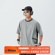 NOTHOMMEBLUE藍岐夏季圓領(lǐng)梭織五分袖T恤男戶外跑步反光吸濕短袖 淺灰色 S