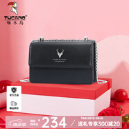 啄木鳥（TUCANO）包包女款2025年牛皮時(shí)尚單肩斜挎包女鏈條包實(shí)用生日禮物 黑色銀鹿【生日禮物禮盒款】