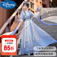 迪士尼（Disney）原創(chuàng)漢服【拂鈴花】女唐制齊腰唐襦裙中國風(fēng)日常冬款全套HX [拂鈴花]藍(lán)色全套 165 S碼 身高150-155