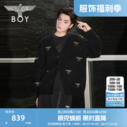 BOY LONDON【貴公子】秋重工繡花精致時(shí)尚針織毛衣開(kāi)衫外套N64902 黑色N64903 XL