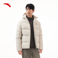 安踏（ANTA）速暖羽絨服丨四防抗寒羽絨男秋冬季保暖防潑水戶外棉服外套面包服 連帽四防科技logo-麥仁灰7901-2 S