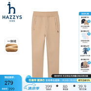 哈吉斯（HAZZYS）品牌童裝女童長褲冬新品彈力舒適休閑百搭加厚一體絨長褲 暖卡其 155
