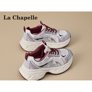 LA CHAPELLE HOMME摩夏爾拉夏貝爾厚底老爹鞋女2025春季新款百搭輕便顯腳小增高休閑 紅色[旗艦升級款] 35