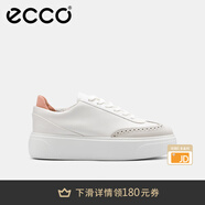 愛(ài)步（ECCO）休閑鞋女 厚底增高時(shí)尚百搭小白鞋板鞋拼色運動(dòng)鞋 街頭219553 石灰色/白色/橘粉色21955361285 36