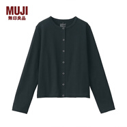 無印良品 MUJI 女式 粗棉線 天竺編織 開衫 黑色 M