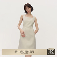 歐時力OCHIRLY 方領(lǐng)小香無袖針織連衣裙背心裙小黑裙秋冬新品 米白 XS