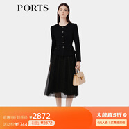 PORTS寶姿女裝秋季新款商務(wù)通勤裝飾紐扣優(yōu)雅連衣裙ALP9D 黑色 S (4)