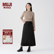 無(wú)印良品（MUJI）女式 木棉混 燈芯絨 A字裙 中長(zhǎng)款半身裙子女款 美拉德 BE11CC3A 黑色 S 155/62A