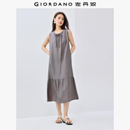 佐丹奴裙子女度假風(fēng)綁帶圓領(lǐng)荷葉邊下擺背心連衣裙女05465083