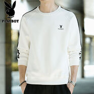 花花公子（PLAYBOY）白色衛(wèi)衣男士2025春季運(yùn)動(dòng)上衣服潮流新款圓領(lǐng)長(zhǎng)袖t恤男 20172白色【款】 常規(guī) M