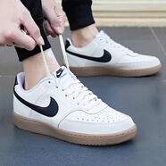 耐克（NIKE）男鞋 2025新款夏季COURT VISION休閑鞋低幫運(yùn)動(dòng)鞋透氣板鞋子男 米白黑勾-133【簡(jiǎn)版空軍】 主推 42