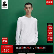 杰克·瓊斯（JACK&JONES）秋冬新款針織衫男士通勤上衣日常休閑圓領格紋織花毛衣男裝 A06雪白 S 170