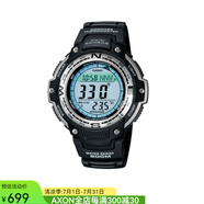 卡西歐（Casio） SGW100 男士手表數(shù)字電子表 雙傳感器溫度方向讀數(shù) 運(yùn)動(dòng)涉水 200米防水 黑銀色SGW100-1V 大型LCD清晰易讀  耐低溫