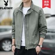 花花公子（PLAYBOY）外套男春秋季新款商務(wù)休閑男裝夾克中青年工裝免燙抗皺茄克衫上衣 2110軍綠 常規(guī) XL (建議115-135斤）