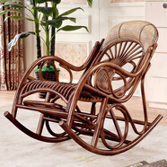 華盛宇陽(yáng)臺(tái)真藤編織搖椅成人逍遙躺椅藤椅藤條休閑家用藤制懶人搖搖椅子 栗棕色 單張搖椅含坐墊