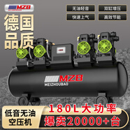 MZb美洲豹無油輕音220v空壓機(jī)工業(yè)級空氣壓縮機(jī)木工氣泵壓縮機(jī)1100w 8800W-180L【可帶3把真石漆】