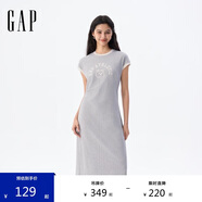 GAP女裝2025夏季新款LOGO修身運(yùn)動(dòng)無袖連衣裙長裙衛(wèi)衣裙765947