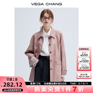 VEGA CHANG皮衣女款2025年新款春秋美式復(fù)古中長款PU皮外套 橡皮粉 L