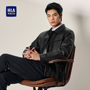 海瀾之家?jiàn)A克男25新凹凸印花PU皮革純色通勤外套冬HWJAD4J199A 黑色K9 4XL 190/108B 推薦197~212斤