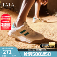 他她（TATA）男士阿甘男鞋復(fù)古德訓(xùn)鞋男運(yùn)動(dòng)休閑鞋厚底板鞋小白鞋PCB01AM3 米/綠 38
