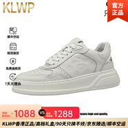 KLWP香港高檔奢侈品男鞋真皮運(yùn)動(dòng)鞋男2025新款透氣休閑厚底小白鞋 白色 38