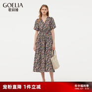 歌莉婭女裝連衣裙夏季新品歐若風(fēng)碎花田園風(fēng)情氣質(zhì)印花裙子1E4R4K180 0CD彩色黑底繁花印花 M