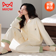貓人（MiiOW）睡衣女春秋款純棉長(zhǎng)袖2025年新款秋冬大碼薄款女士家居服 A-35931 M